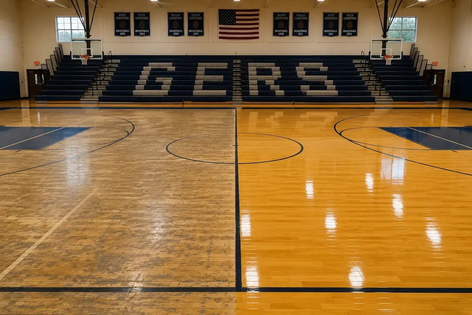 Gym Floor 8 basketball court restoration
