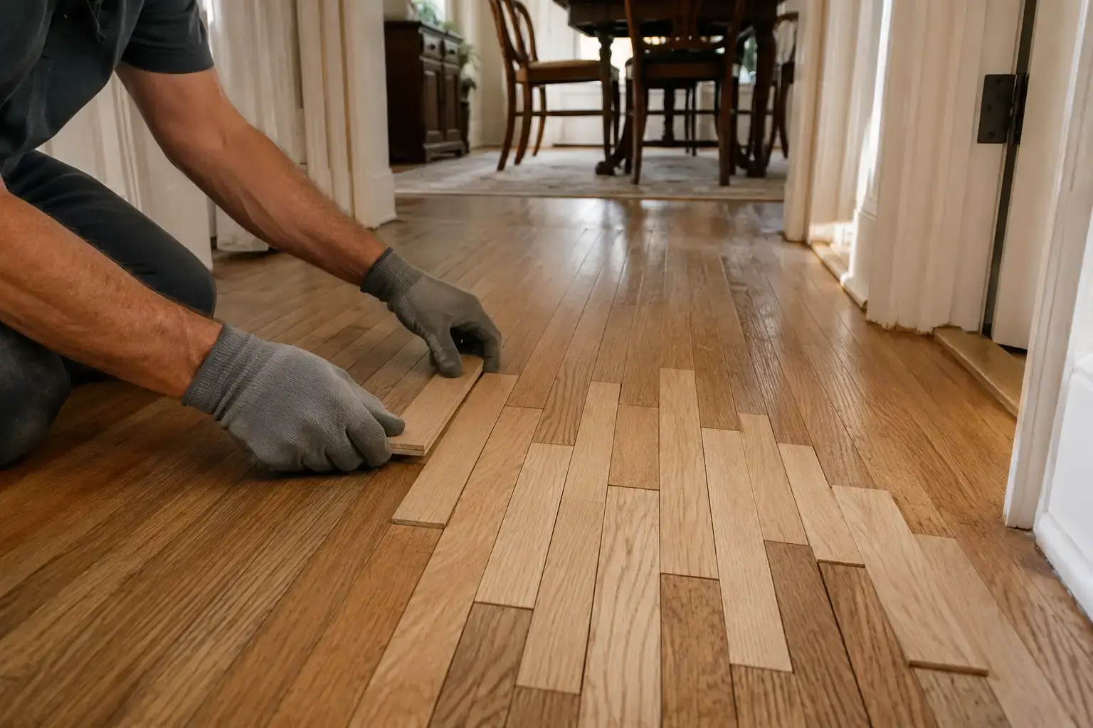 Hardwood Floor Repair 8 repair in progress